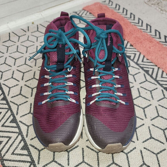 Columbia Trailstorm Mid Waterproof Maroon/Teal Hiking Boots, sz 10.5 - Picture 2 of 15